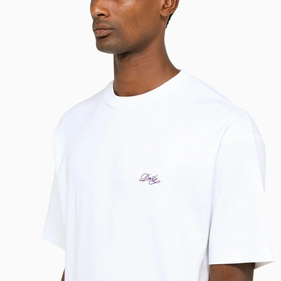 Shop Drôle De Monsieur White T Shirt With Contrasting Logo