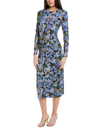 Shop Carolina Herrera Printed Midi Dress In Black