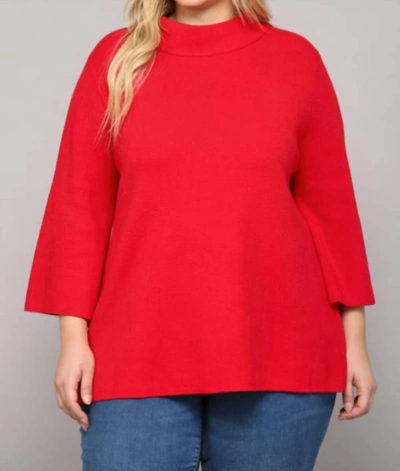 Shop Fate Clarisa Mock Sweater In Red