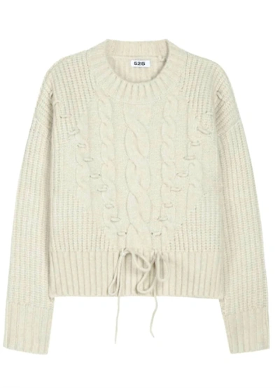 525 America Dakota Cable Sweater In Ecru In White