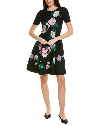 Shop Carolina Herrera Crewneck Fit & Flare Mini Dress In Black