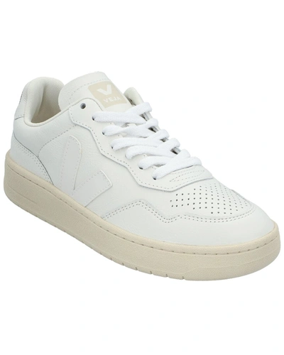 Shop Veja V-90 Leather Sneaker In White