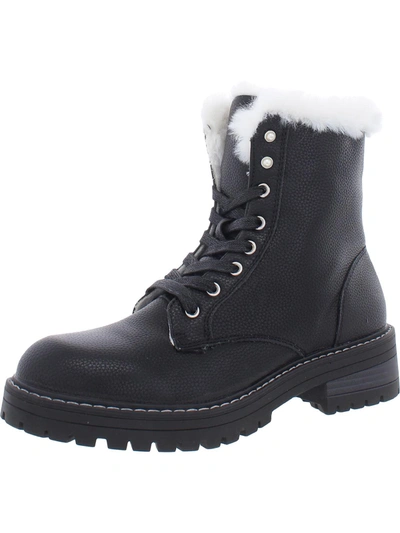 Shop Rampage Kaedy3 Womens Faux Leather Lug Sole Combat & Lace-up Boots In Black