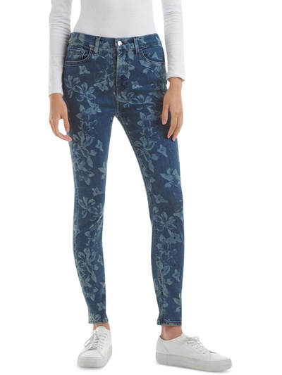 Shop Jen7 Womens Floral High-rise Skinny Jeans In Blue