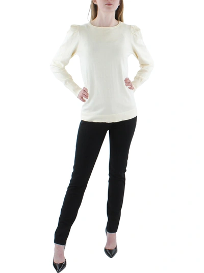 Shop Anne Klein Womens Cashmere Shirred Shoulder Pullover Top In Beige