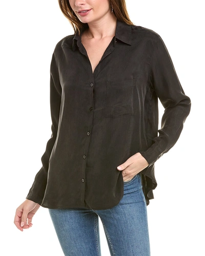 Shop Splendid Orla Satin Button-down Shirt In Black