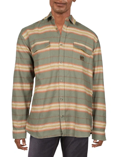 Shop Rip Curl Mens Flannel Plaid Button-down Shirt In Green