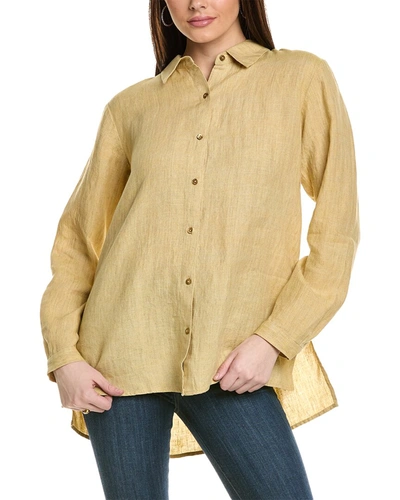 Shop Eileen Fisher Classic Linen Shirt In Yellow