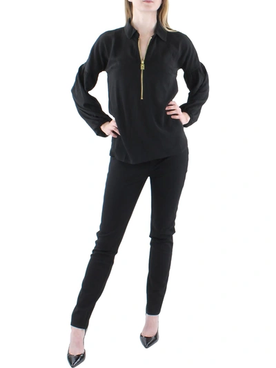 Shop Michael Michael Kors Womens Collar Drapey Blouse In Black
