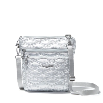 Shop Baggallini Modern Pocket Crossbody Bag In Silver