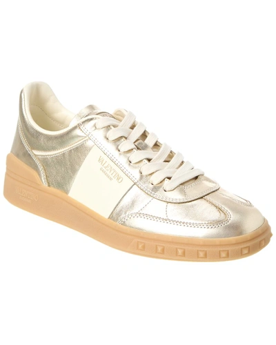 Shop Valentino Upvillage Leather Sneaker In Gold