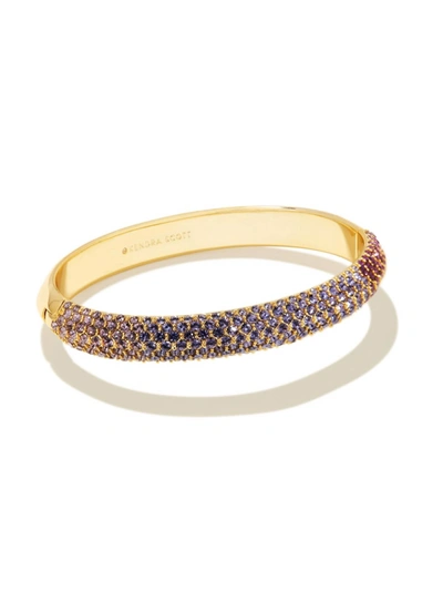 Shop Kendra Scott Mikki Gold Pave Bangle Bracelet In Purple Mauve Ombré Mix In Multi