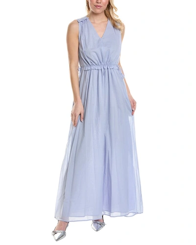 Shop Peserico Drawstring Maxi Dress In Blue