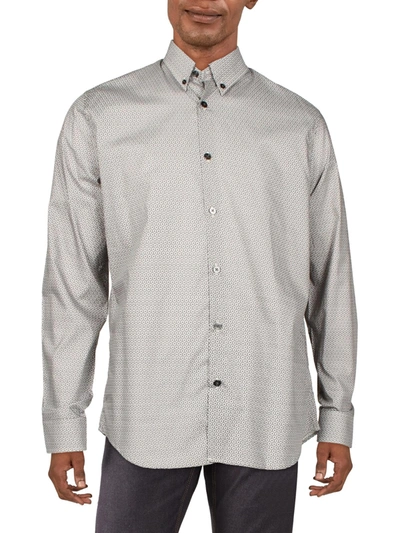 Shop Lords Of Harlech Jardin Mens Floral Collared Button-down Shirt In Grey