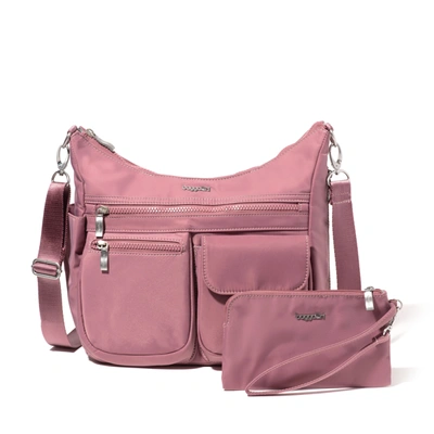 Shop Baggallini Women's Modern Everywhere Hobo Crossbody Bag With Wristlet In Purple