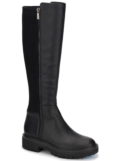 Shop Kenneth Cole Womens Leather Lugged Sole Knee-high Boots In Black