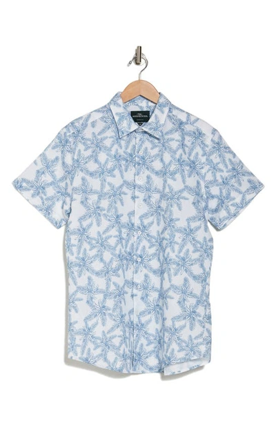 Shop Rodd & Gunn Short Sleeve Linen & Cotton Blend Button-up Shirt In Blue/ Snow