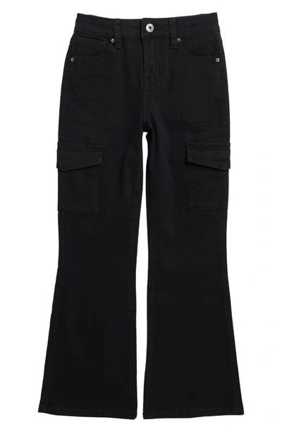Shop Ymi Kids' Stretch Cotton Twill Cargo Pants In Black