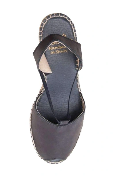 Shop Andre Assous Dainty Leather Espadrille Wedge Sandal In Black