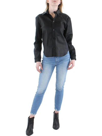 Shop Dl1961 Zita Womens Denim Collar Button-down Top In Black