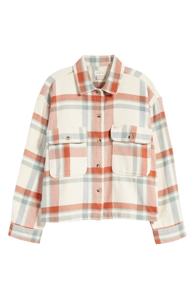 Shop Brixton Bowery Plaid Flannel Button-up Shirt In White Smoke/ Terracotta