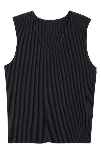 Shop Issey Miyake Basics Pleated Vest In Black