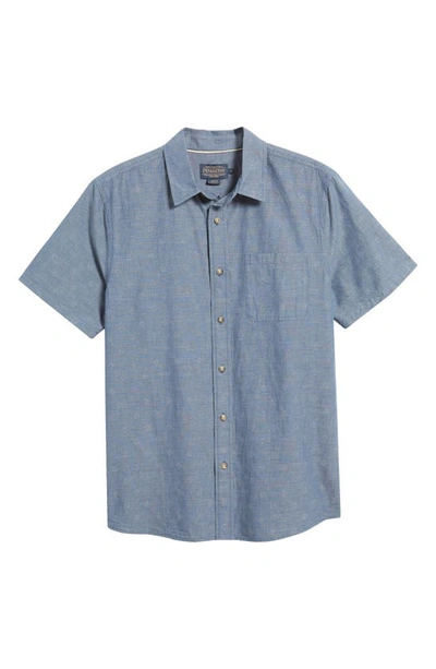 Shop Pendleton Colfax Diamond Dobby Short Sleeve Button-up Shirt In Dark Indigo