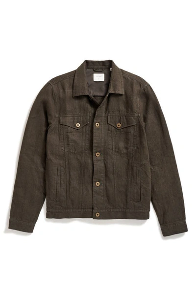 Shop Billy Reid Linen Trucker Jacket In Dark Moss