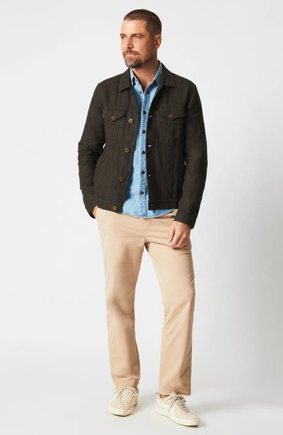 Shop Billy Reid Linen Trucker Jacket In Dark Moss