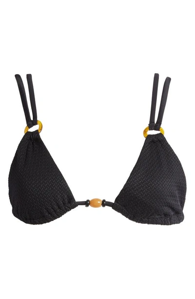 Shop Topshop Textured Triangle Bikini Top In Black