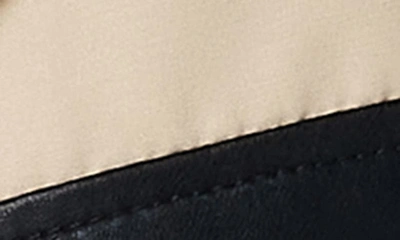 Shop Noisy May Paula Colorblock Leather Trim Jacket In Black Detail Safari