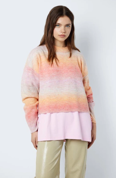 Noisy May Ombré Mock Neck Sweater In Safari Detail Ombre