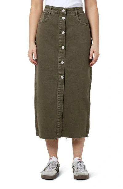 Shop Noisy May Sira High Waist Stretch Denim Midi Skirt In Kalamata
