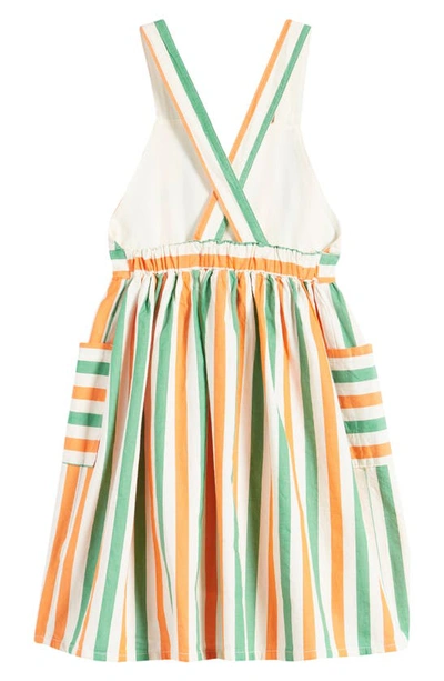 Shop Bobo Choses Kids' Stripe Cotton Pinafore Dress In Off White