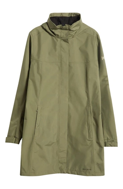 Shop Helly Hansen Aden Waterproof Hooded Longline Rain Jacket In Lav Green