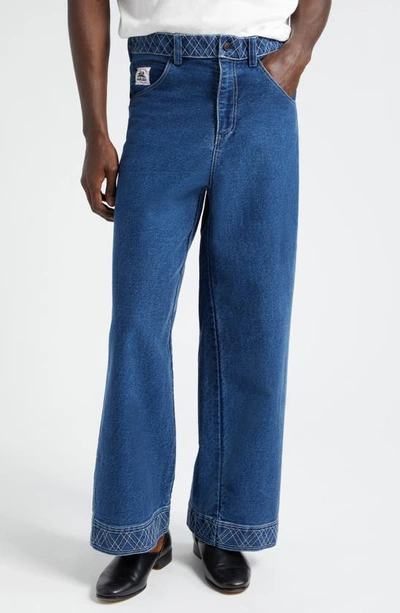 Shop Bode Knolly Brook Nonstretch Denim Wide Leg Jeans In Indigo