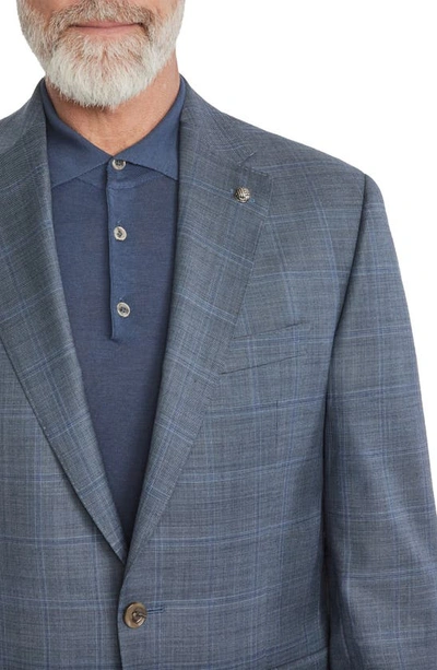 Shop Jack Victor Essence Windowpane Wool Suit In Med Blue