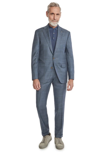 Shop Jack Victor Essence Windowpane Wool Suit In Med Blue