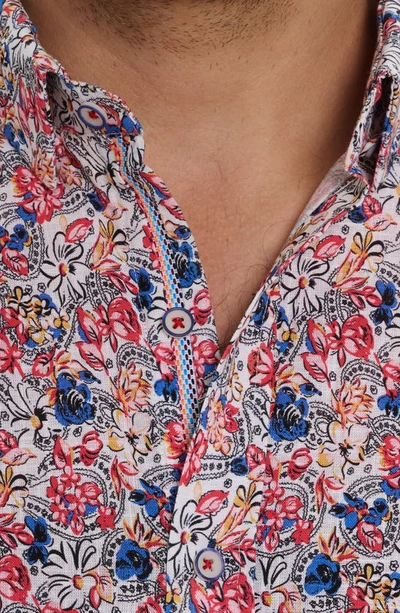Shop Robert Graham Padar Floral Short Sleeve Button-up Shirt In Red Multi