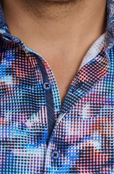Shop Robert Graham Outer Banks Dot Print Stretch Cotton Button-up Shirt In Blue Multi