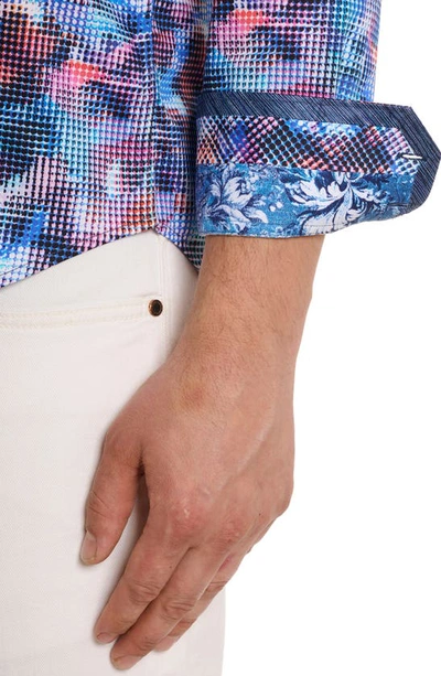 Shop Robert Graham Outer Banks Dot Print Stretch Cotton Button-up Shirt In Blue Multi