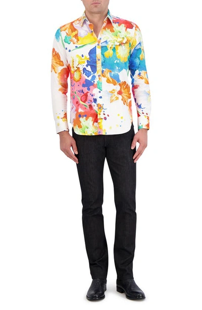 Shop Robert Graham Sorrentine Classic Fit Floral Cotton Button-up Shirt In Multi White