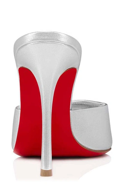Christian Louboutin Me Dolly Metallic Red Sole Slide Sandals In Silver