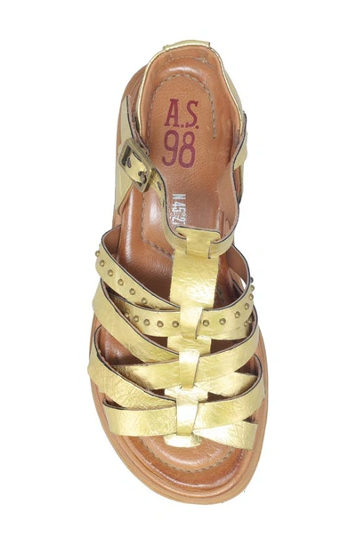 Shop As98 Satchel Ankle Strap Sandal In Gold