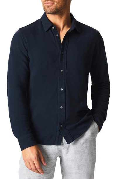 Shop Billy Reid Yellowhammer Cotton & Linen Knit Button-up Shirt In Carbon Blue