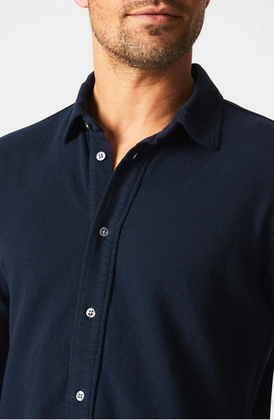 Billy Reid Long Sleeve Knit Yellowhammer Shirt In Carbon Blue