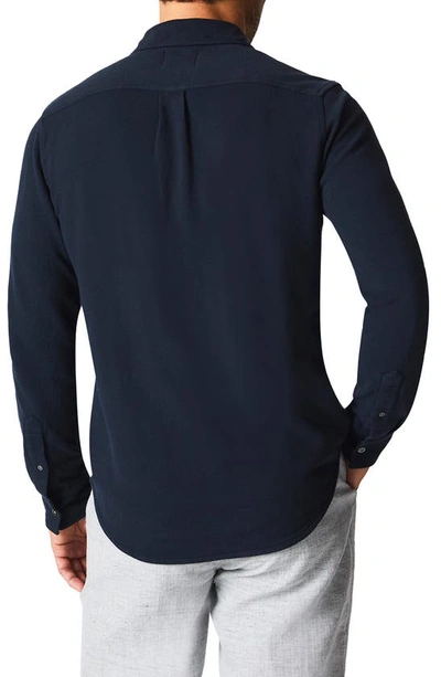 Billy Reid Long Sleeve Knit Yellowhammer Shirt In Carbon Blue