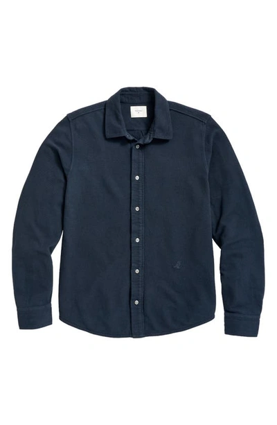 Shop Billy Reid Yellowhammer Cotton & Linen Knit Button-up Shirt In Carbon Blue