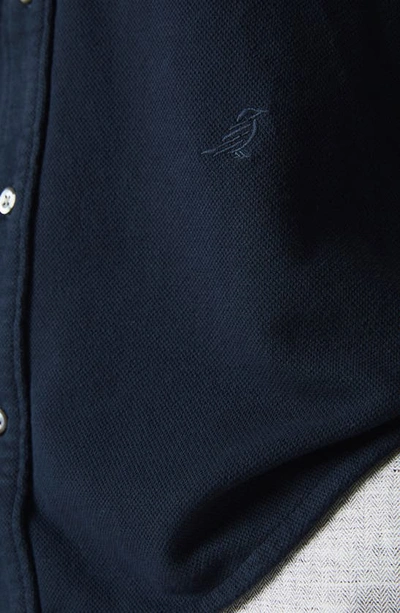 Shop Billy Reid Yellowhammer Cotton & Linen Knit Button-up Shirt In Carbon Blue