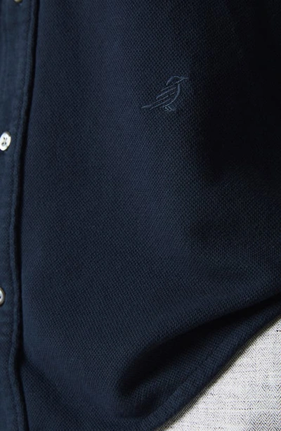 Billy Reid Long Sleeve Knit Yellowhammer Shirt In Carbon Blue